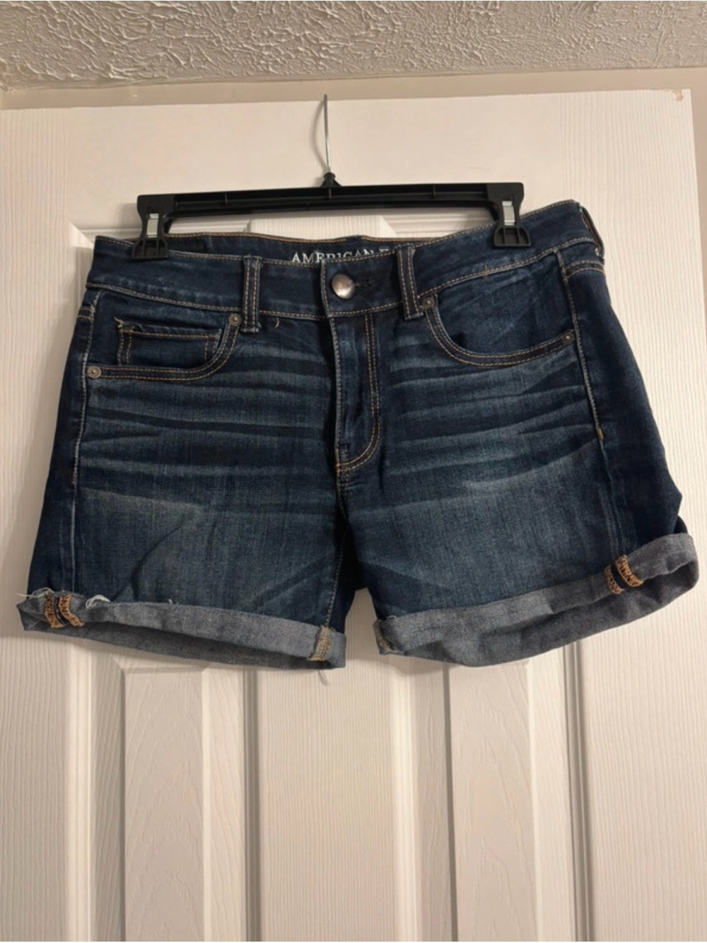 American Eagle Outfitters Dark Blue Rolled Cuff Denim Shorts